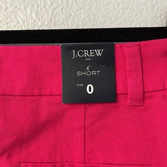 NWT J CREW FACTORY | Hot Pink Linen Blend Shorts - Picture 3 of 6